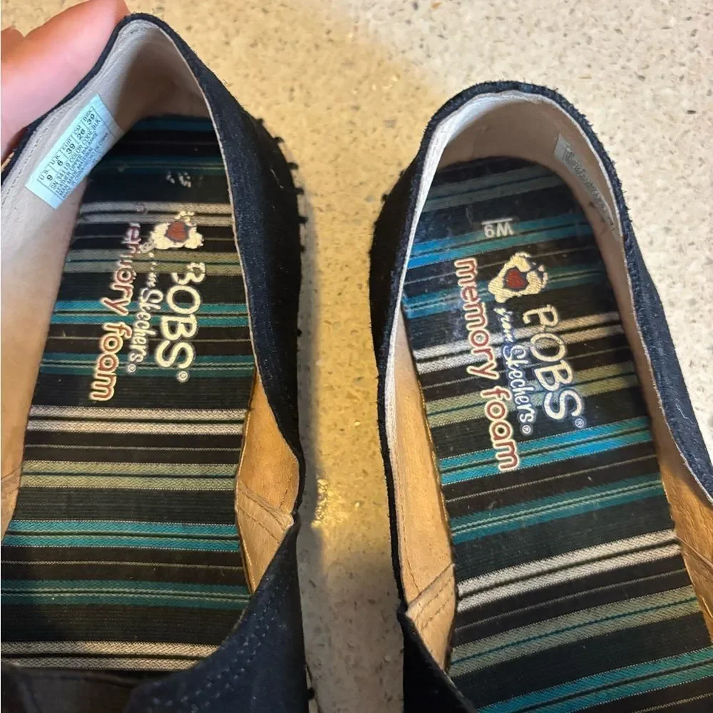 Bobs by Sketchers Black Slip-On Espadrille Shoes for Women
